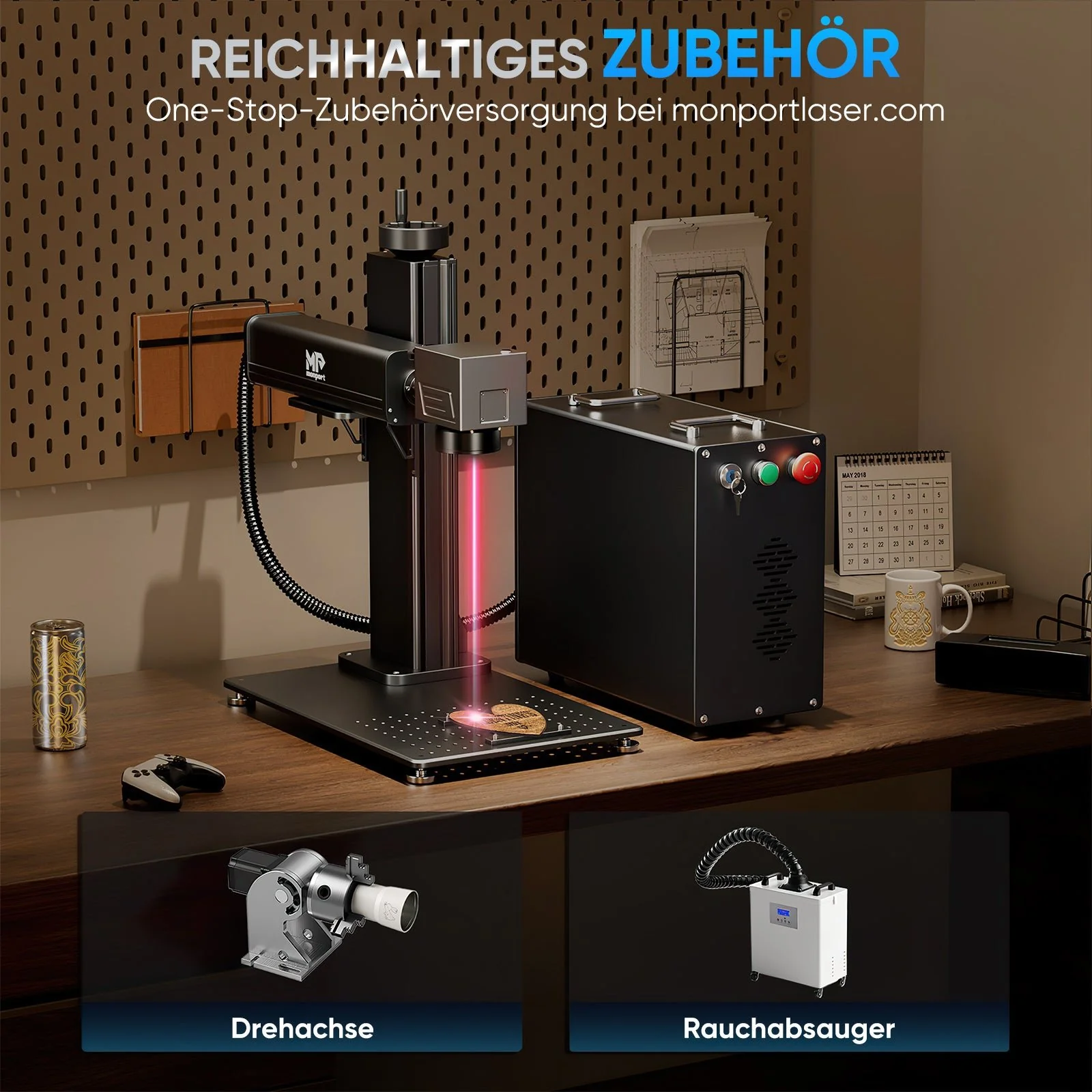 Monport 100W (175 x 175 mm) GPro MOPA Faserlaser Gravier & Markiermaschine mit manuellem Fokus - Image 12