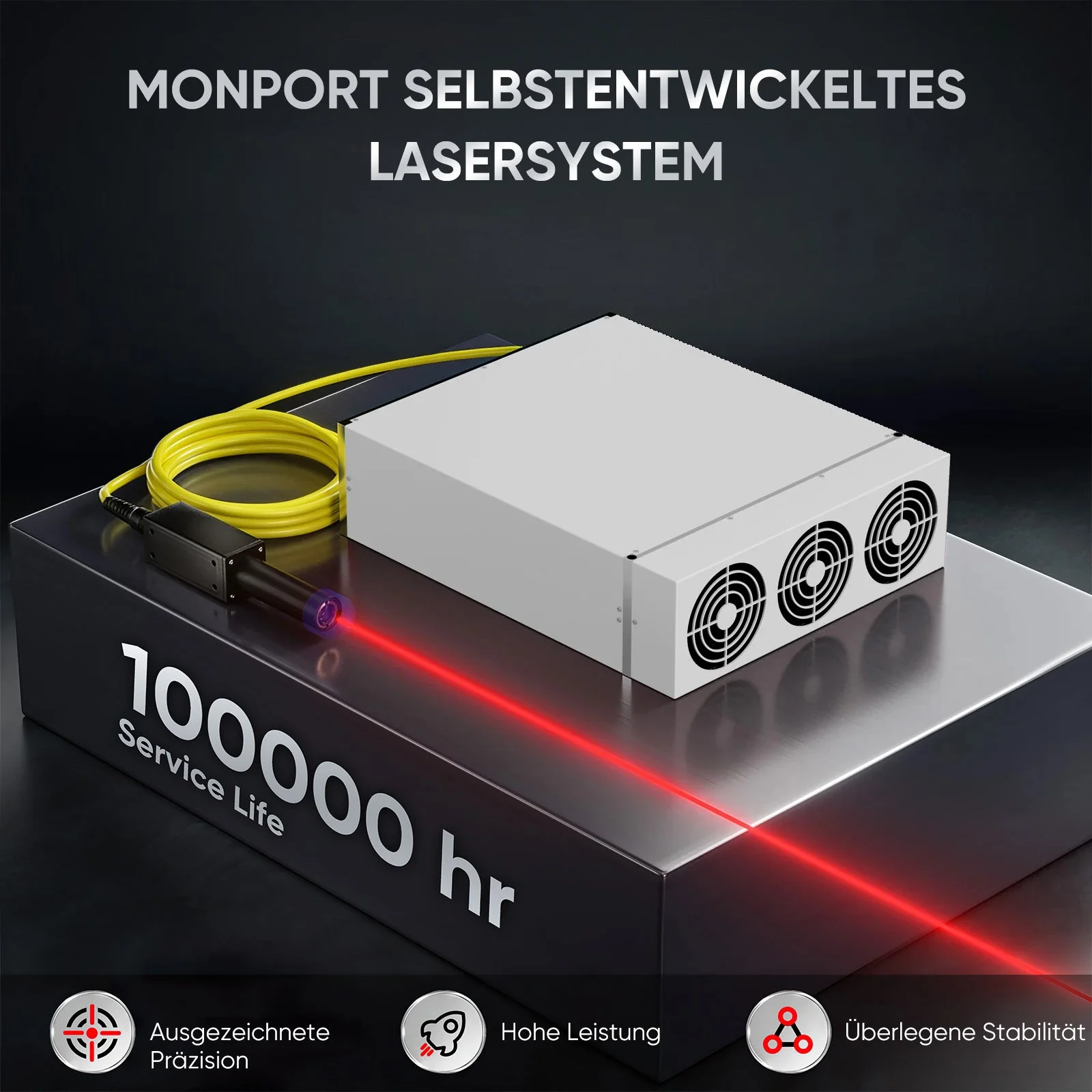 Monport 100W (175 x 175 mm) GPro MOPA Faserlaser Gravier & Markiermaschine mit manuellem Fokus - Image 7