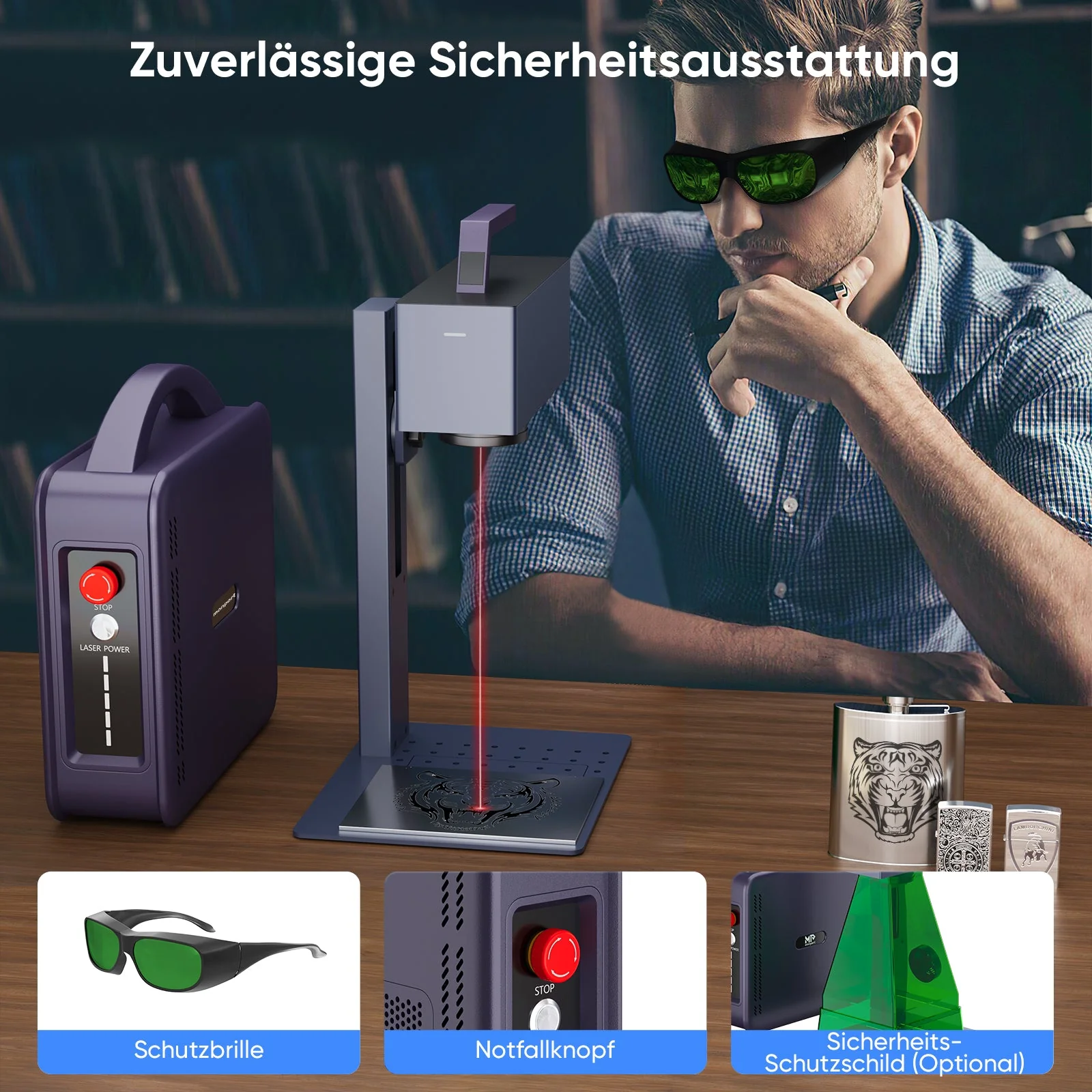 Monport 20W tragbarer Mini-Faser-Lasergravierer für farbige Metallbeschriftung - Image 10