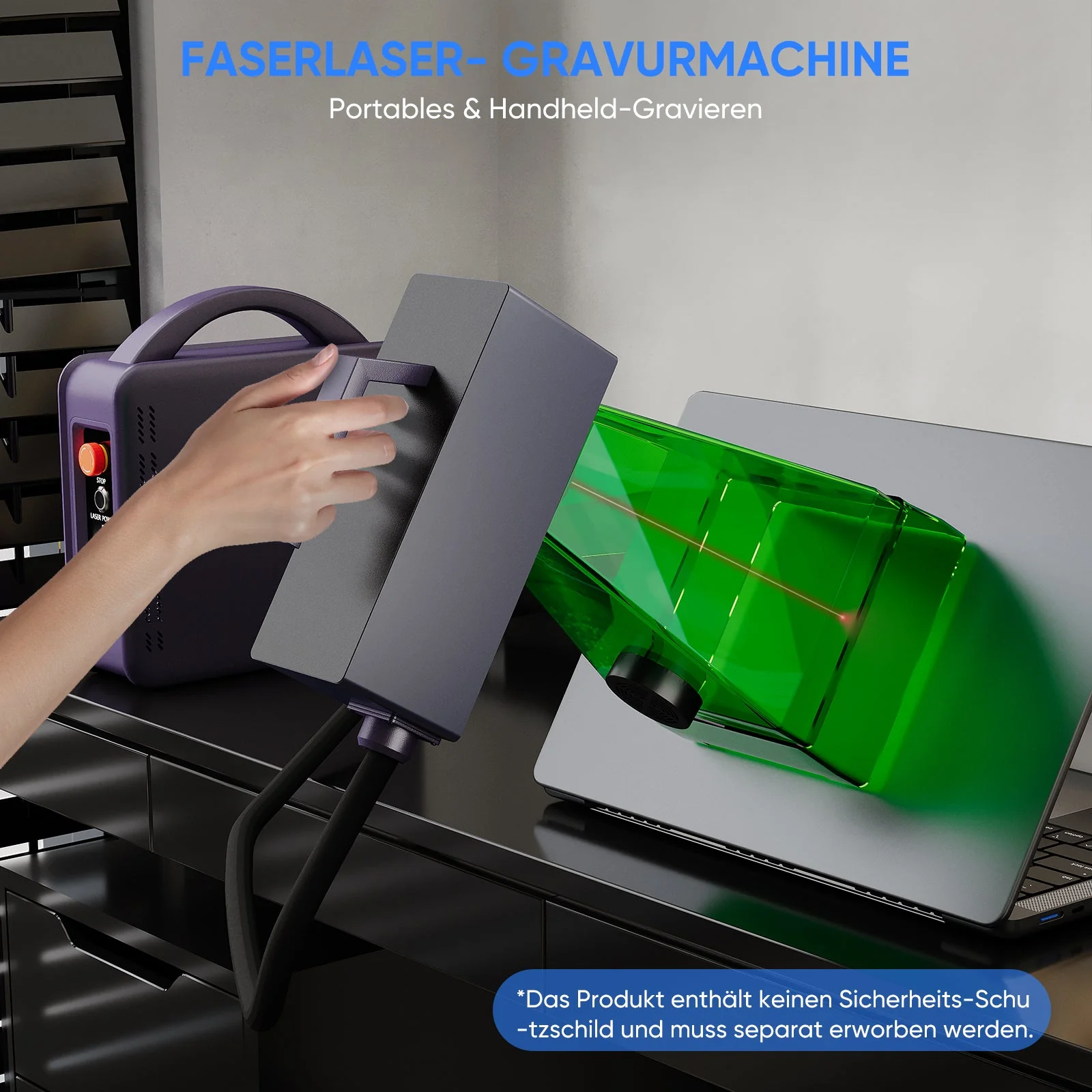 Monport 20W tragbarer Mini-Faser-Lasergravierer für farbige Metallbeschriftung - Image 3