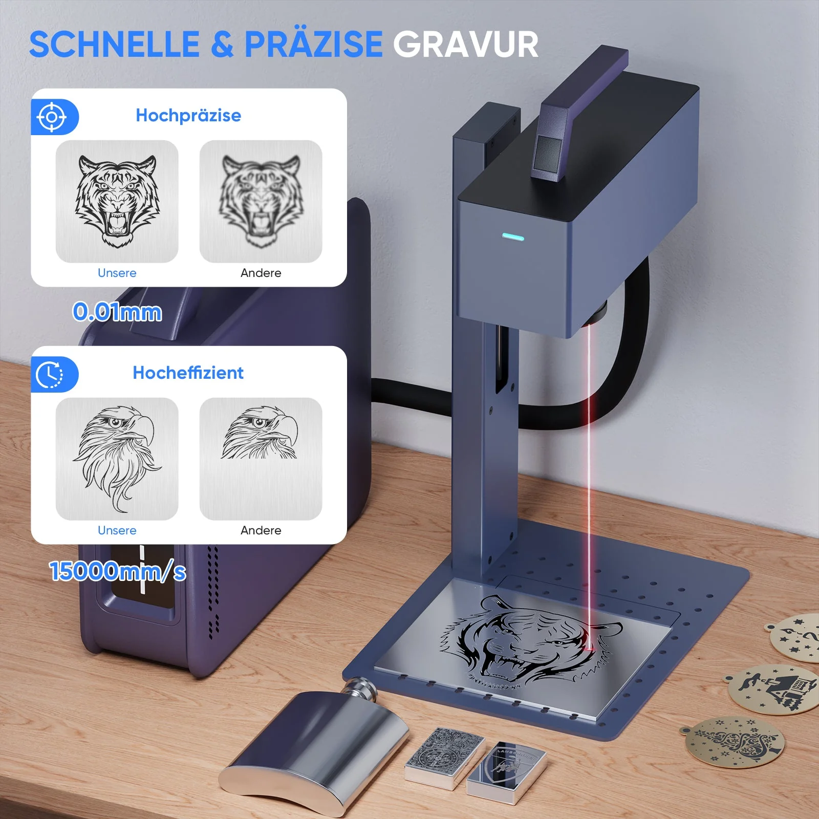 Monport 20W tragbarer Mini-Faser-Lasergravierer für farbige Metallbeschriftung - Image 6