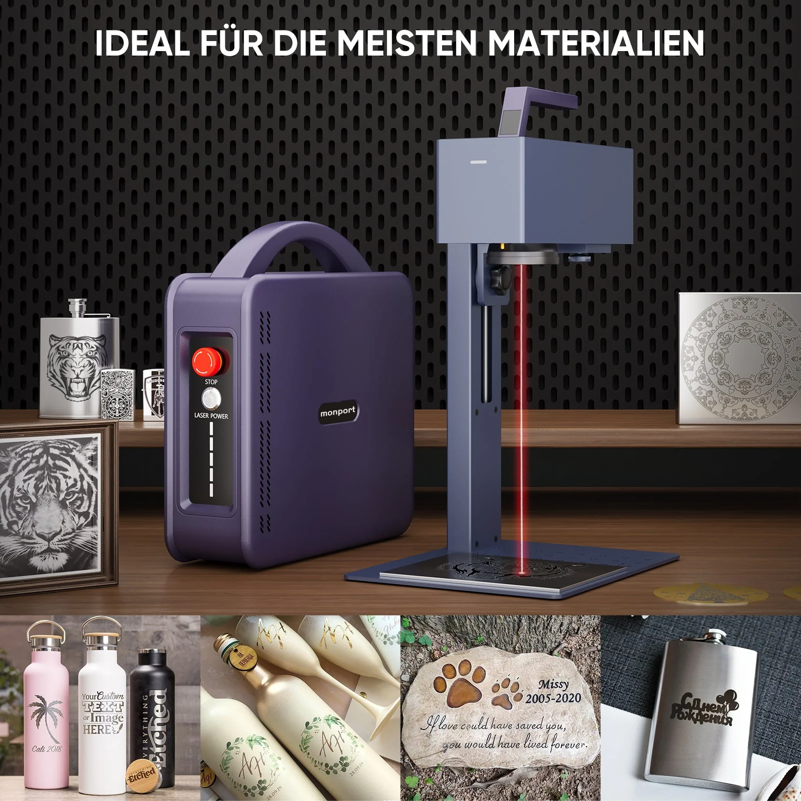 Monport 20W tragbarer Mini-Faser-Lasergravierer für farbige Metallbeschriftung - Image 9