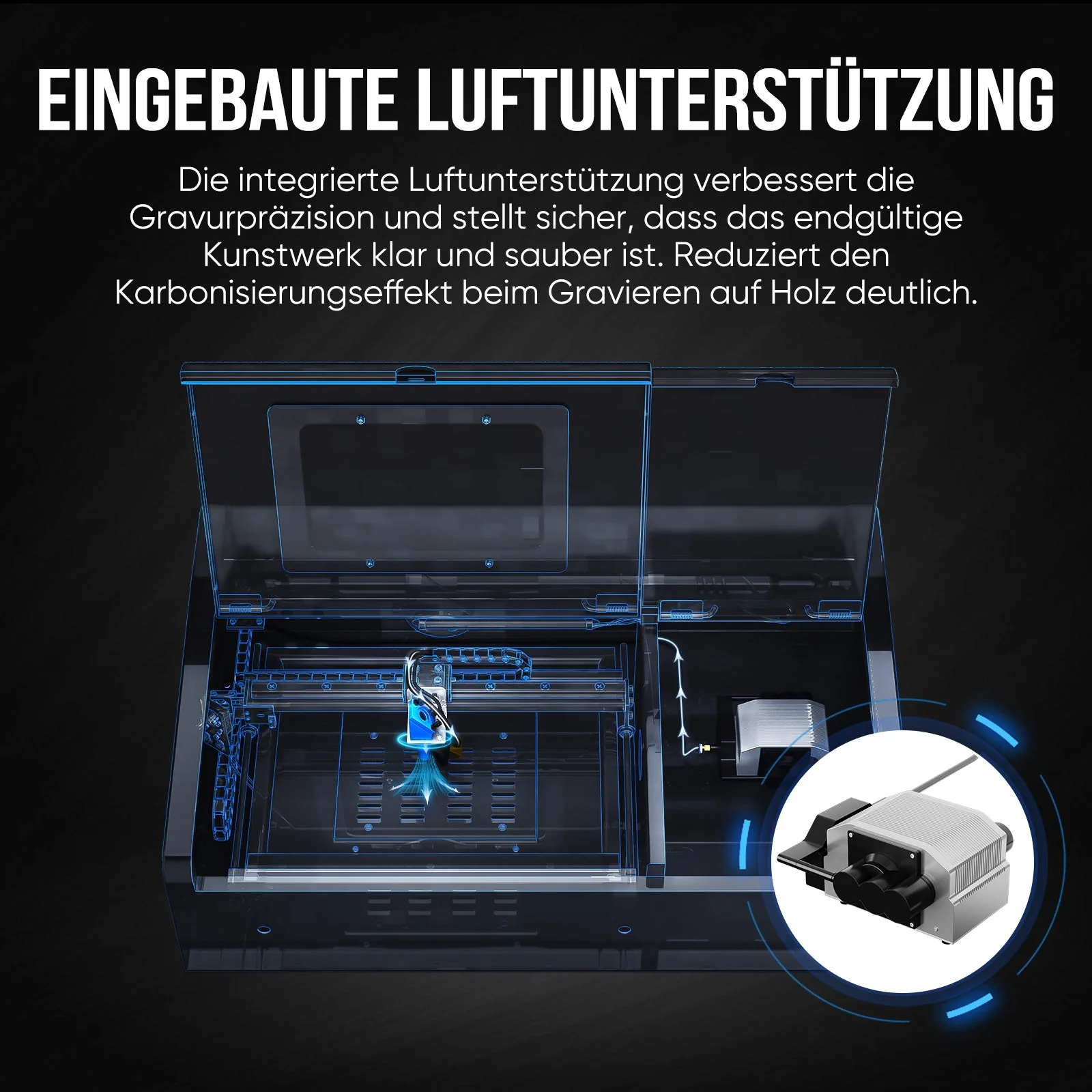 Monport 40W Pro Lightburn-unterstützter (12" X 8") CO2-Lasergravierer & -Schneider mit Luftunterstützung - Image 7