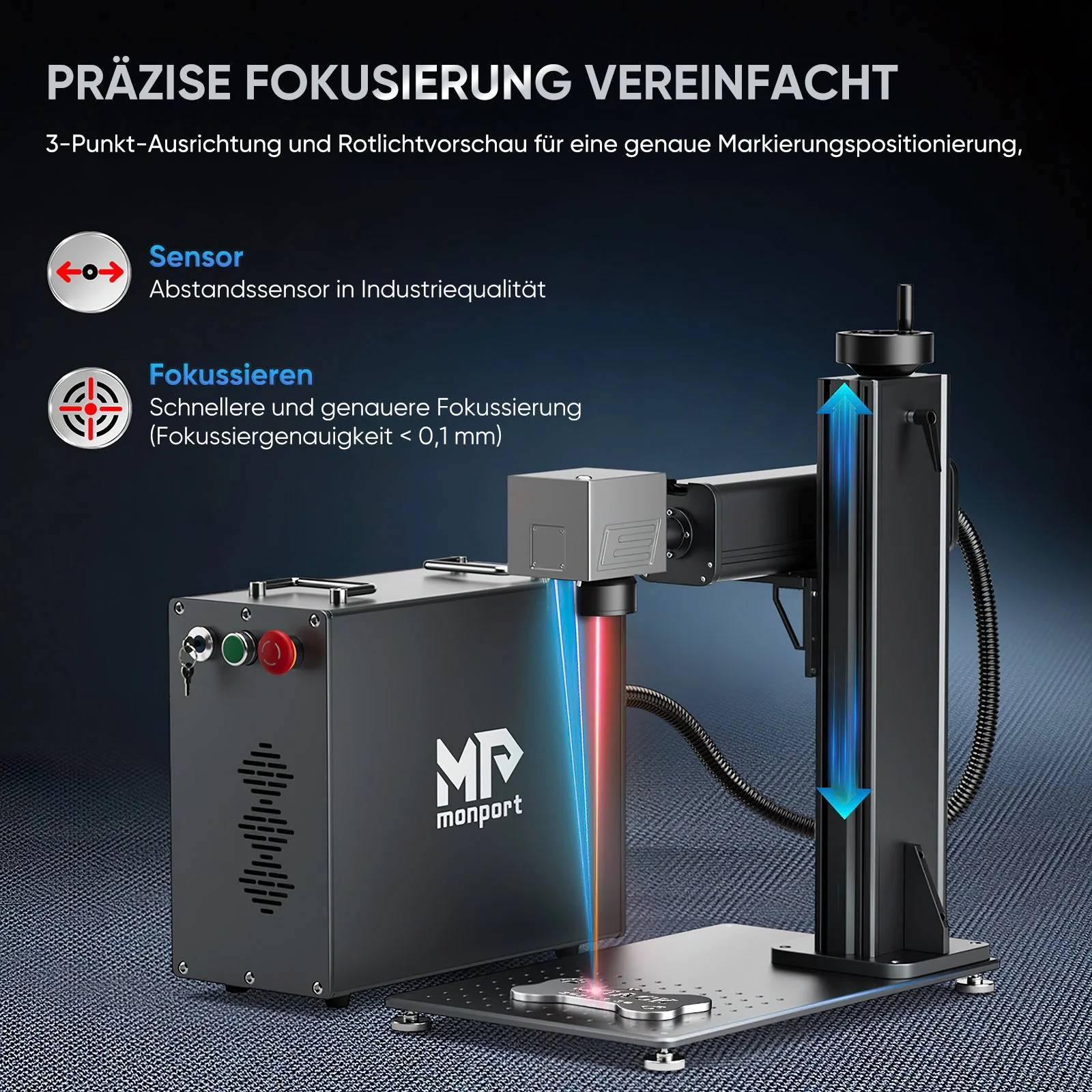Monport 60W (175 x 175 mm) GPro MOPA Faserlaser Gravier & Markiermaschine mit manuellem Fokus - Image 9