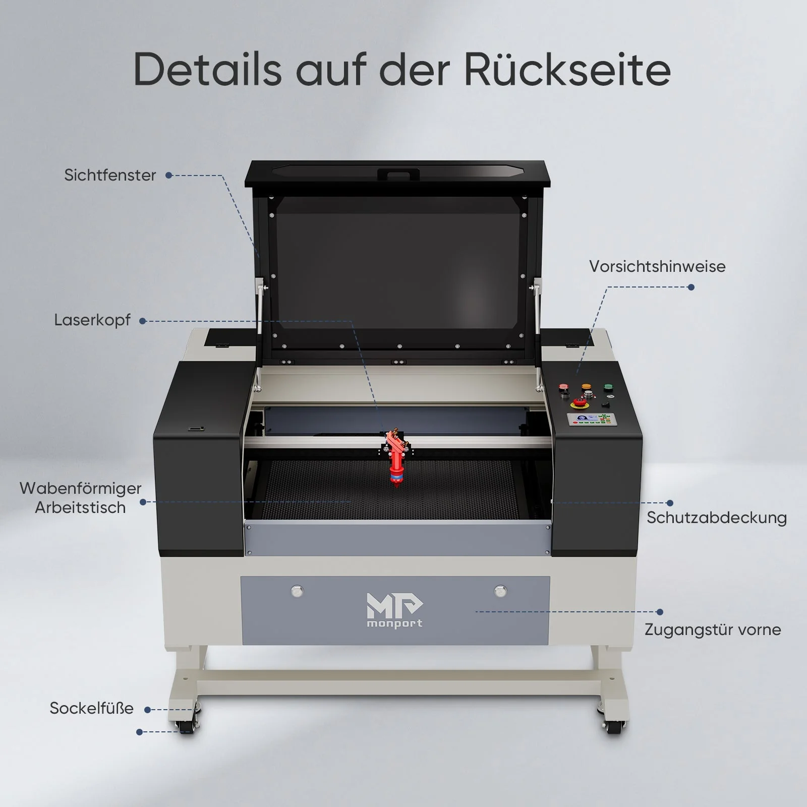 Monport 60W CO2 Laser Graviermaschine & Cutter (700 x 500mm) Gravurfläche mit Autofokus - Image 10