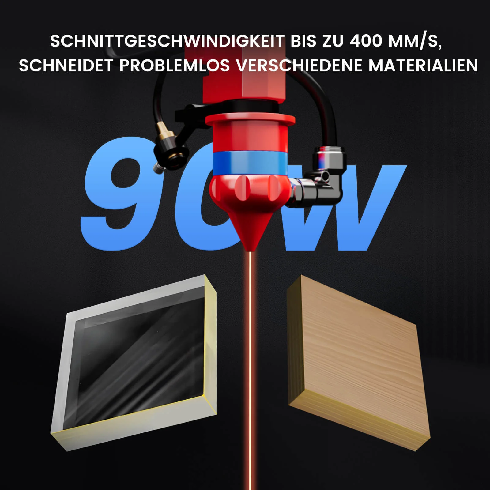 Monport 90W CO2 Eingebaut Wasserkühlsystem Laser Graviermaschine & Cutter mit (900 x 600mm) Gravurfläche - Image 4