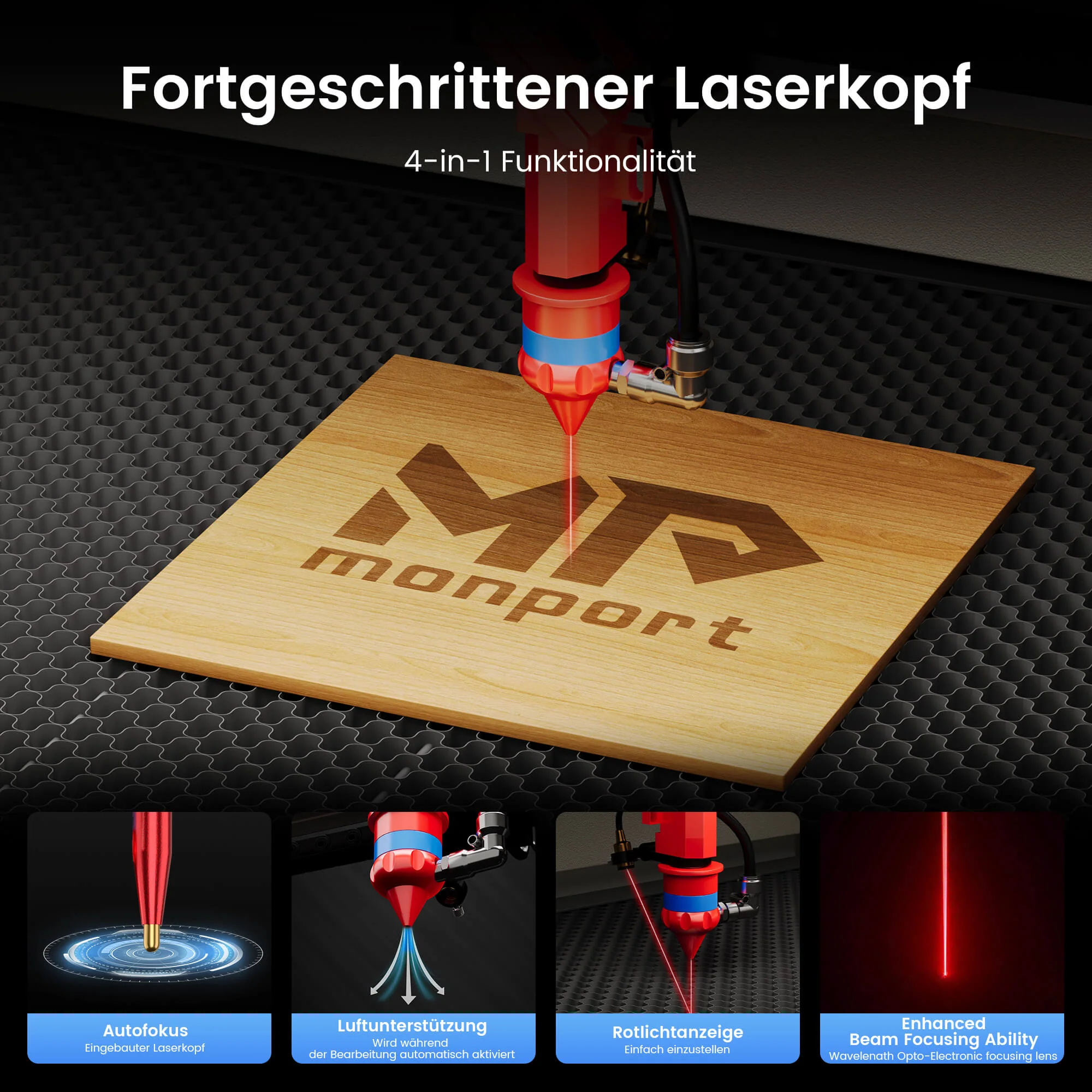 Monport 100W CO2 Laser Graviermaschine & Cutter (500x700mm) mit Autofokus - Image 3