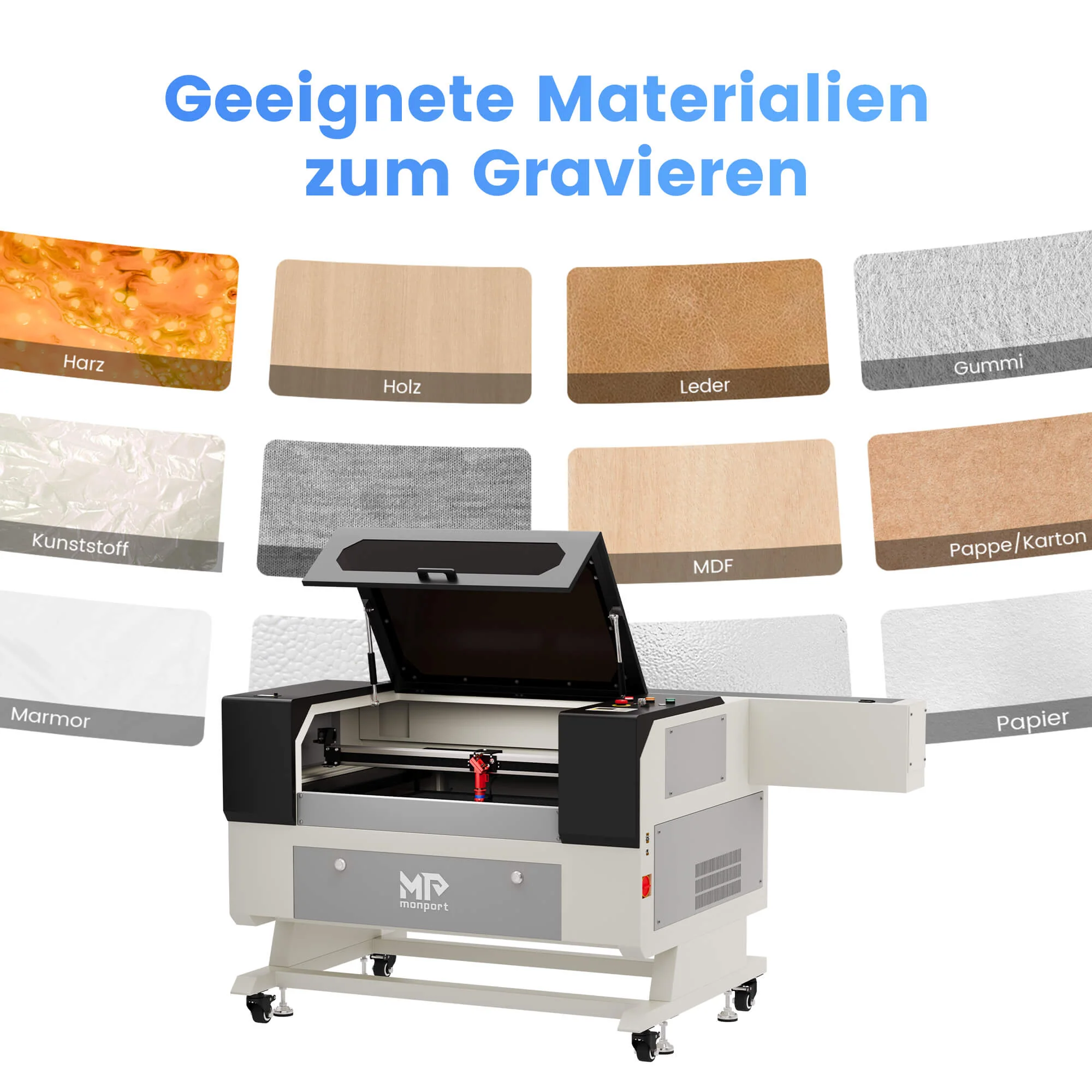 Monport CO2 100W Laser Graviermaschine & Cutter (500x700mm) mit Autofokus und Halterung - Image 6
