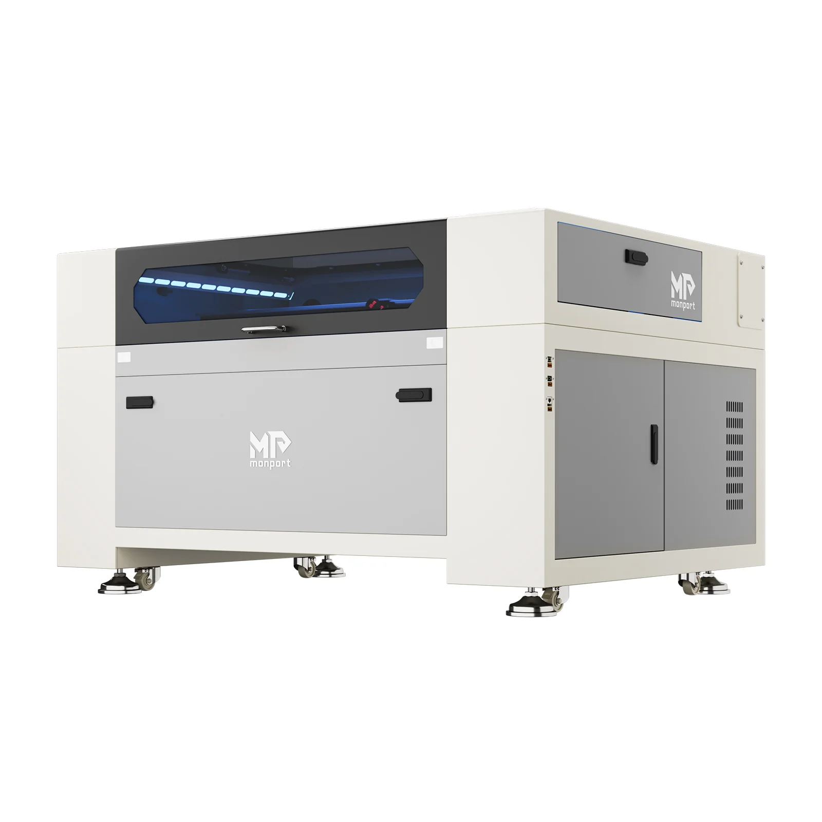 Monport Effi 10S verbesserte Version 100W CO2-Lasergravurmaschine und Schneidemaschine mit Autofokus-Funktion und integrierter Wasserkühler