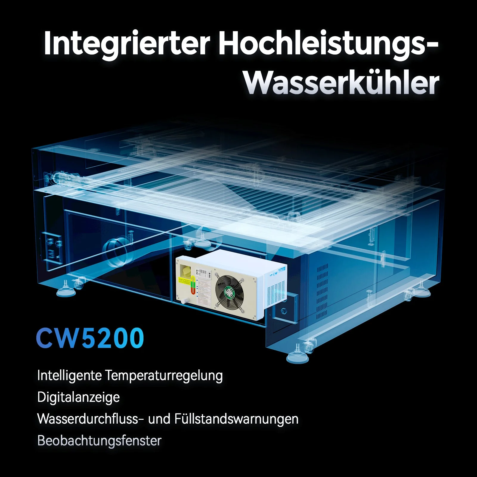 Monport Effi 10S verbesserte Version 100W CO2-Lasergravurmaschine und Schneidemaschine mit Autofokus-Funktion und integrierter Wasserkühler - Image 6