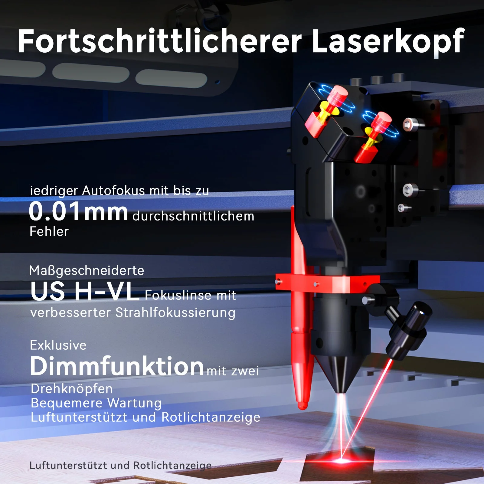 Monport Effi 10S verbesserte Version 100W CO2-Lasergravurmaschine und Schneidemaschine mit Autofokus-Funktion und integrierter Wasserkühler - Image 7