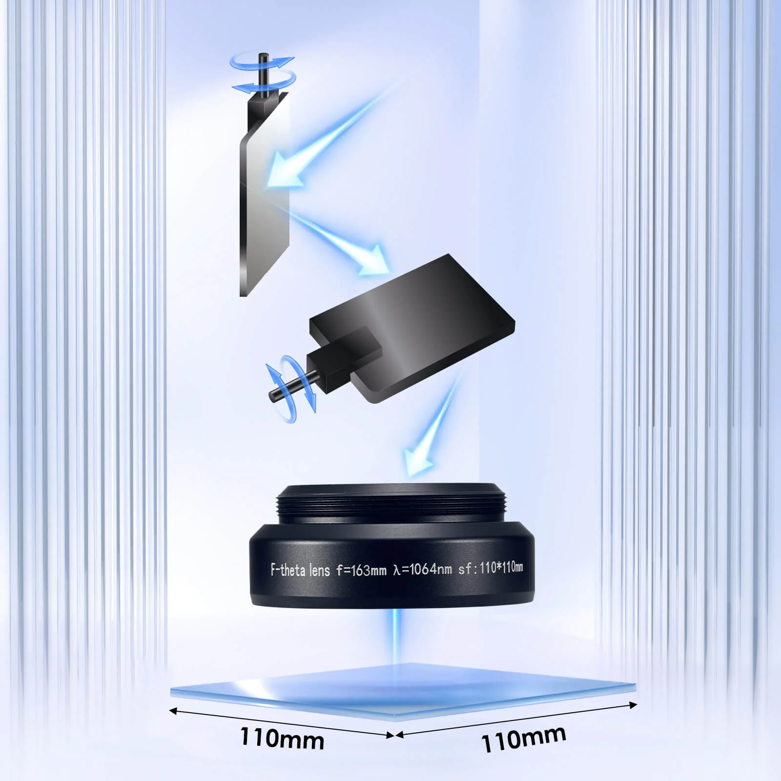 Monport F-theta M52 110 mm * 110 mm optisches Ersatz-Scanobjektiv für Faserlasergravierer - Image 7