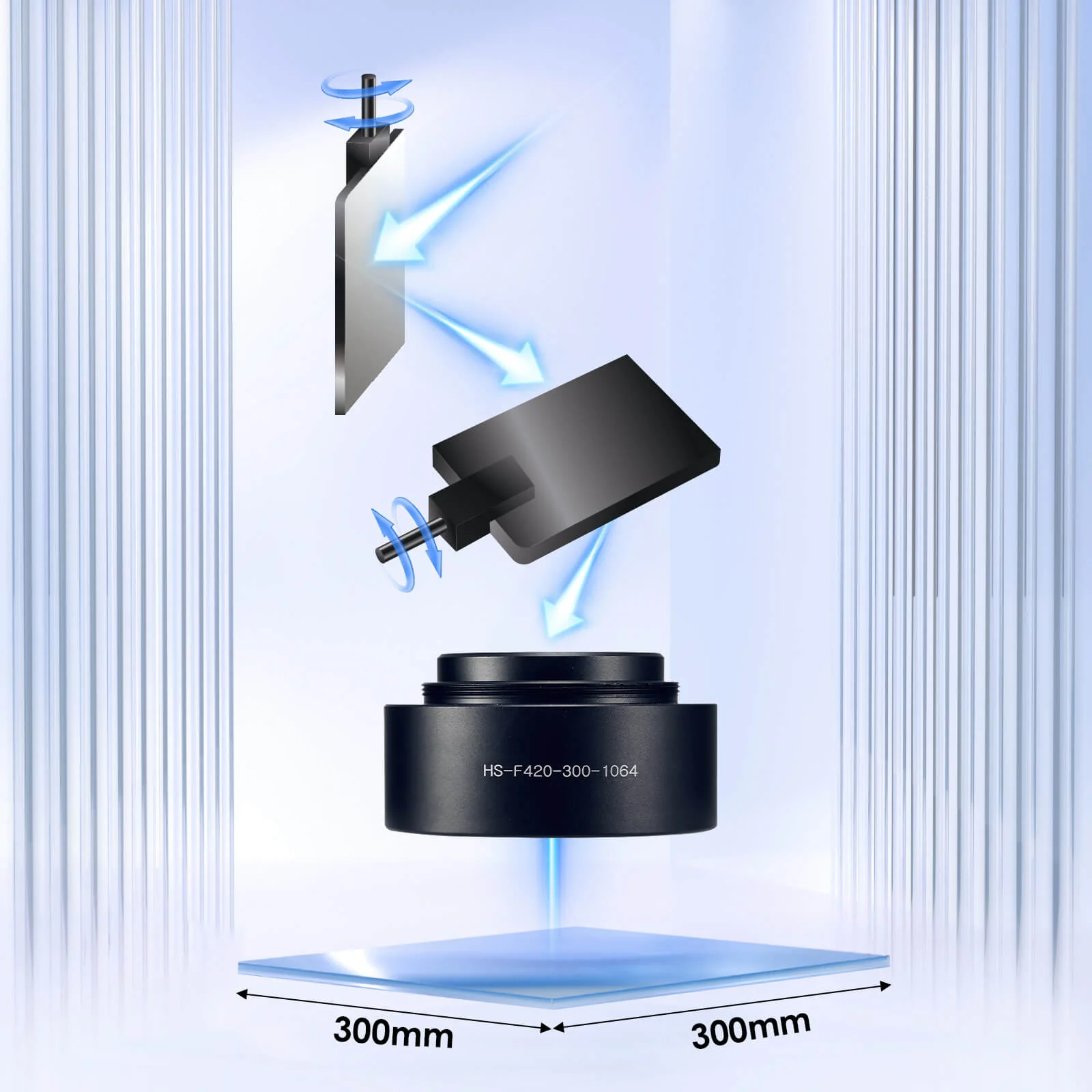 Monport F-theta M55 300 mm * 300 mm optisches Ersatz-Scanobjektiv für Faserlasergravierer - Image 9