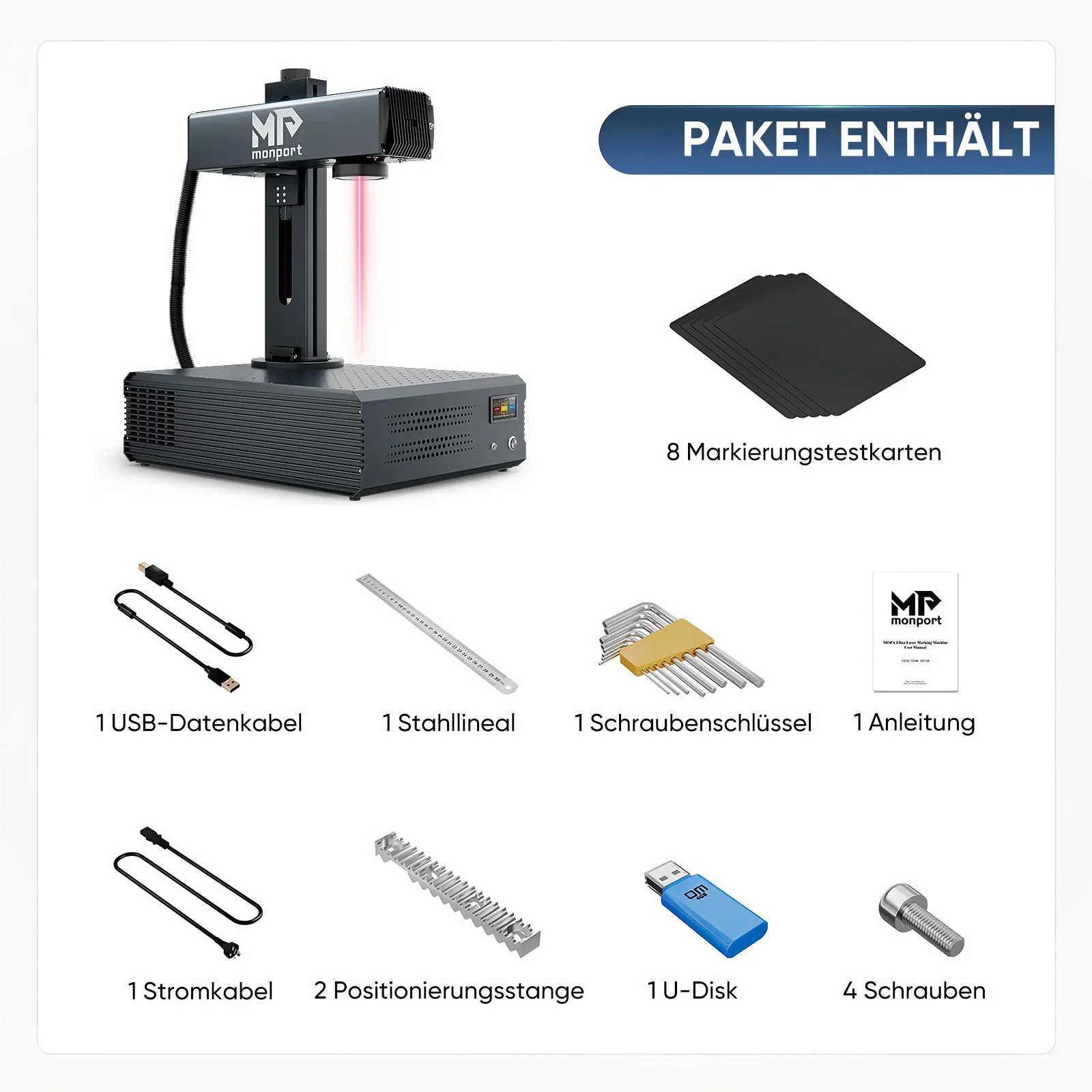 Monport GA Verbesserte 100W Integrierte MOPA Faserlasergravierer & Markiermaschinen mit Autofokus - Image 18