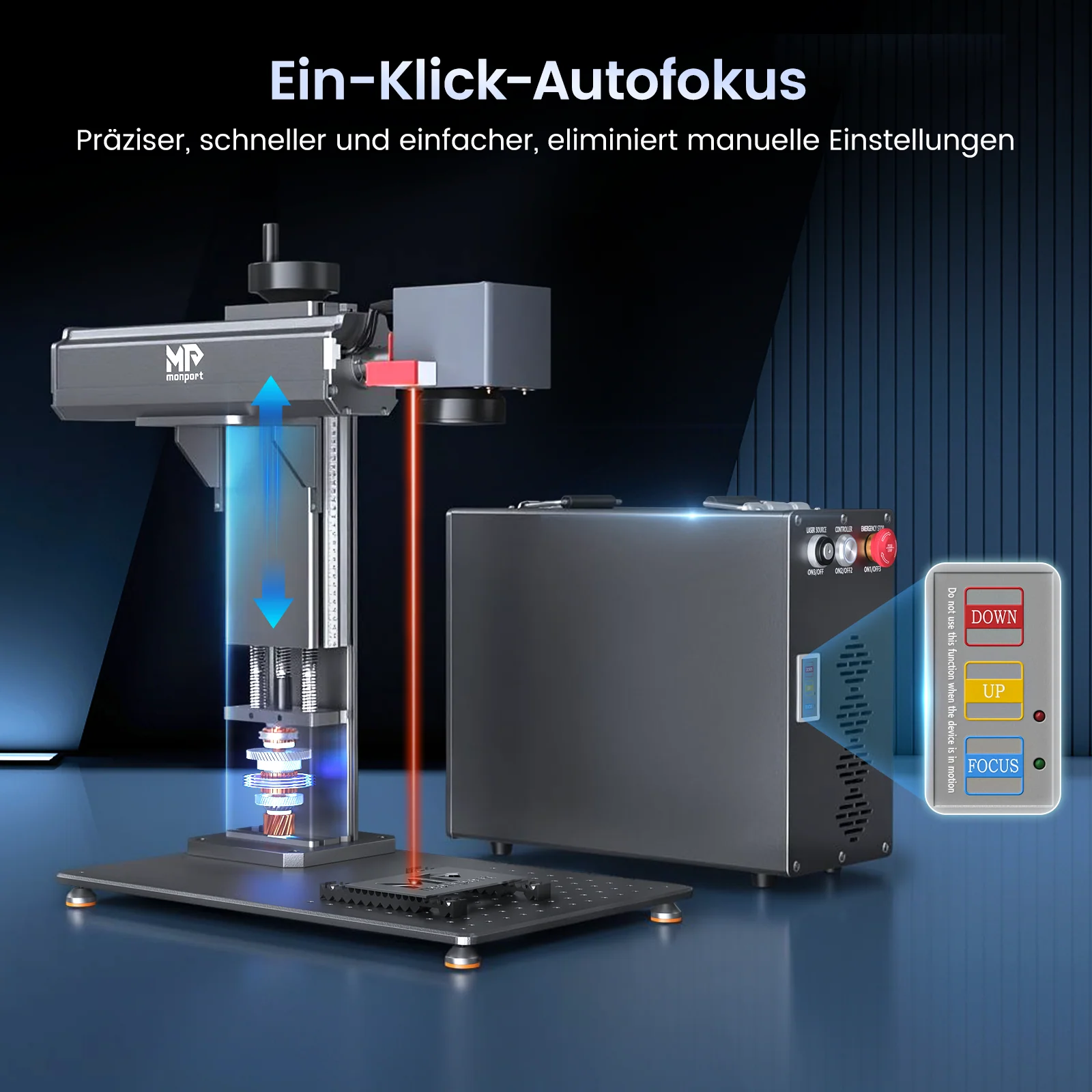 Monport GT 30W Getrennter Faserlaser-Gravier- und Markiermaschine mit Autofokus (150 mm × 150 mm) – Gerät - Image 7