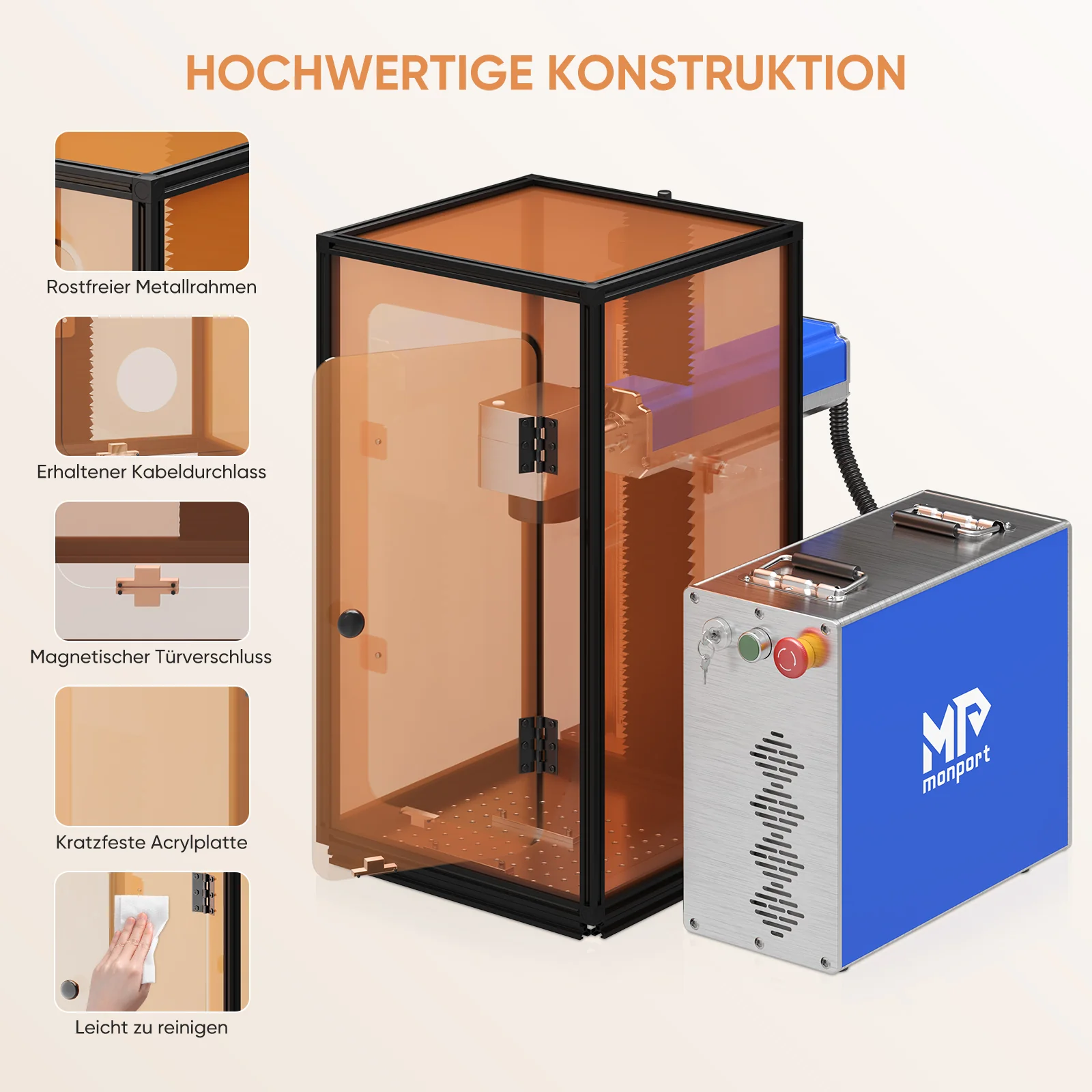 Monport Lasergravur-Gehäuse für GT & GPro Faserlaser (mit Türschutzschalter) - Image 7