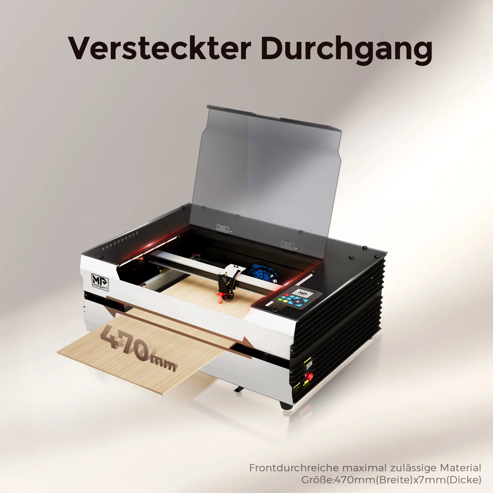 Monport Reno45 45W Desktop CO2-Lasergravierer und -schneider (16" x 12") mit brandneuem Assistierter Autofokus - Image 14