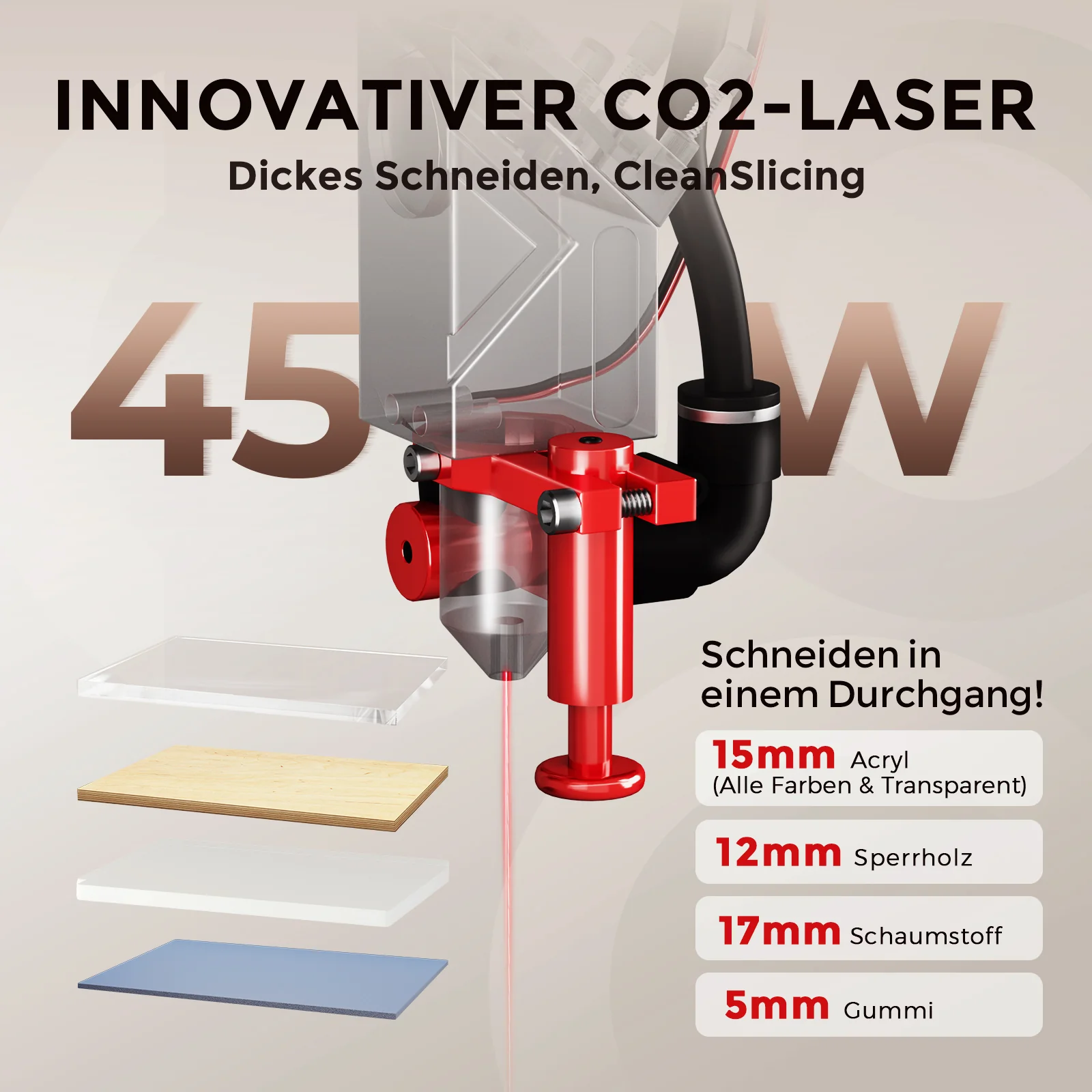 Monport Reno45 Pro Vision 45W Desktop CO2 Lasergravur- und Schneidemaschine (16" x 12") mit 8MP HD-Kamera und magnetischer Autofokus-Unterstützung - Image 7