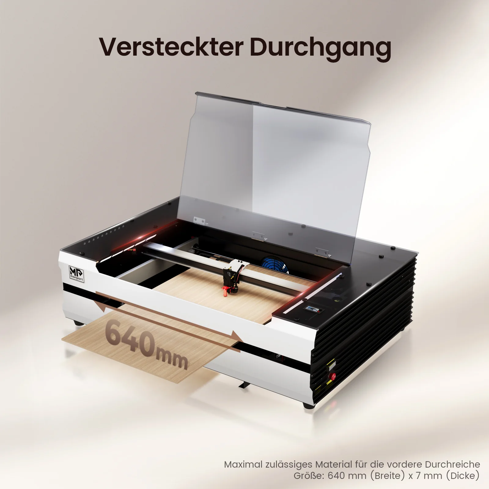 Monport Reno 65W Desktop CO2 Lasergravierer & Schneidegerät (24“X 16“) mit brandneuem Assistierter Autofokus - Image 10