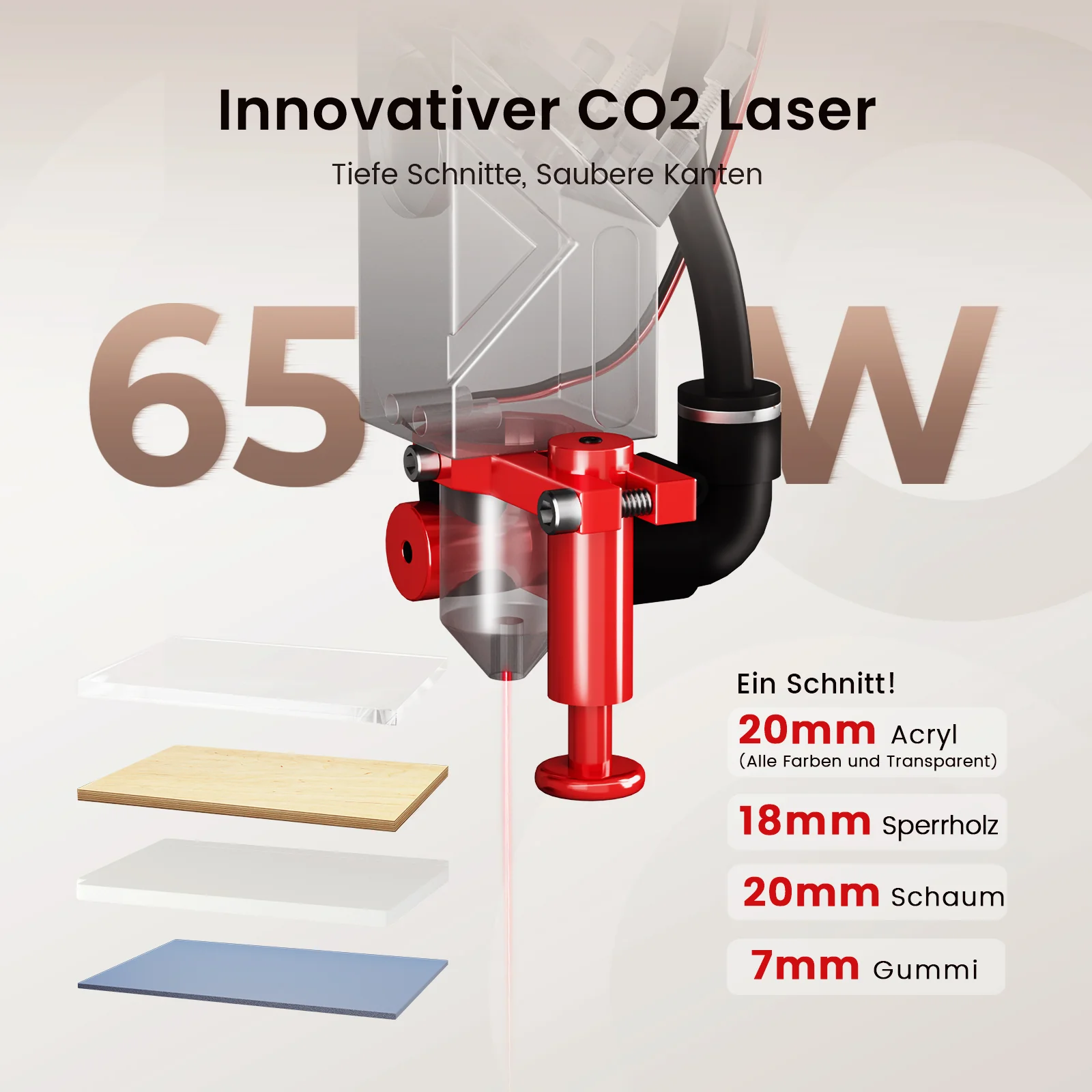 Monport Reno 65W Desktop CO2 Lasergravierer & Schneidegerät (24“X 16“) mit brandneuem Assistierter Autofokus - Image 6
