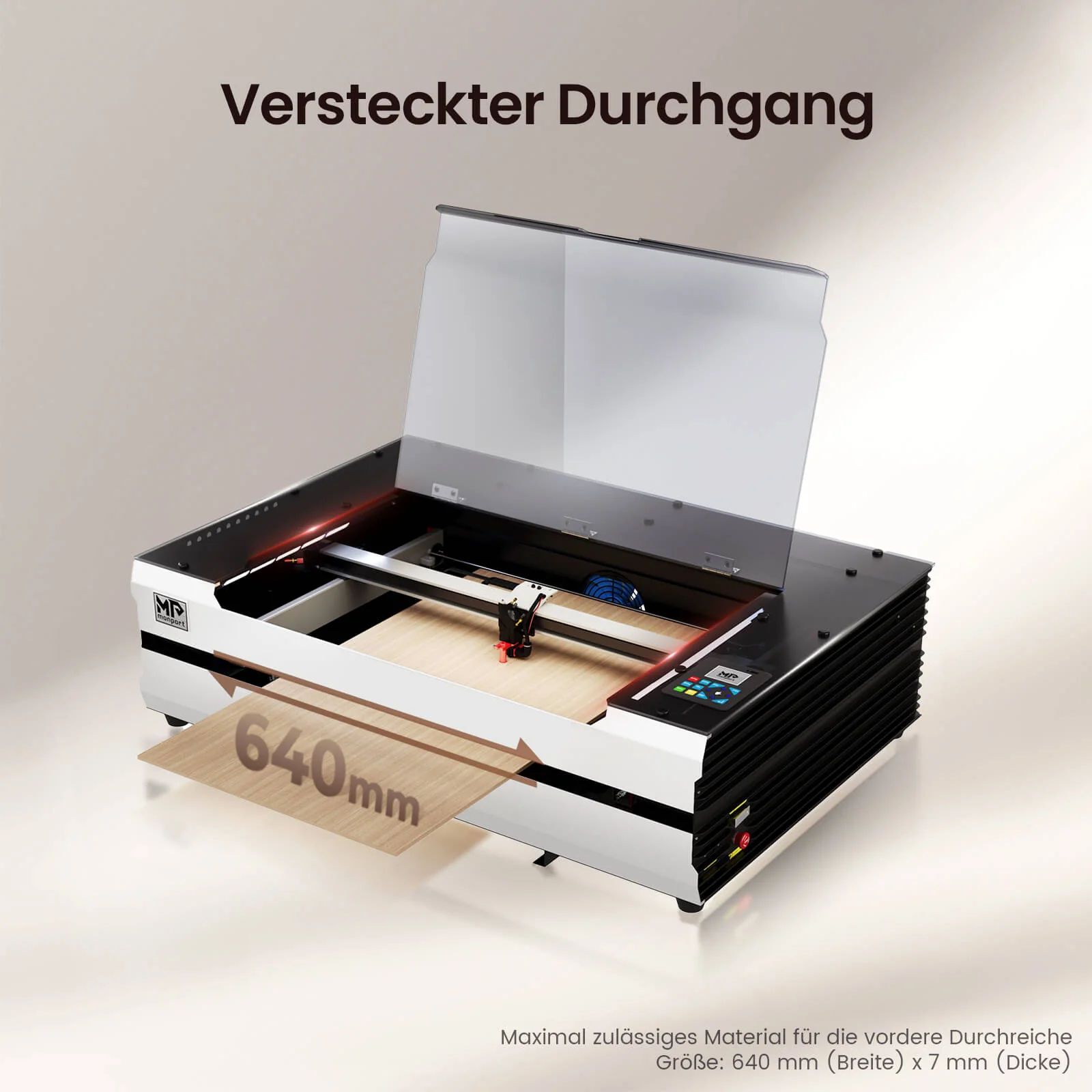 Monport Reno65 Pro 65W Desktop CO₂-Lasergravur- und Schneidemaschine (600×400 mm) mit DSP-Steuerung und magnetisch unterstütztem Fokus - Image 12