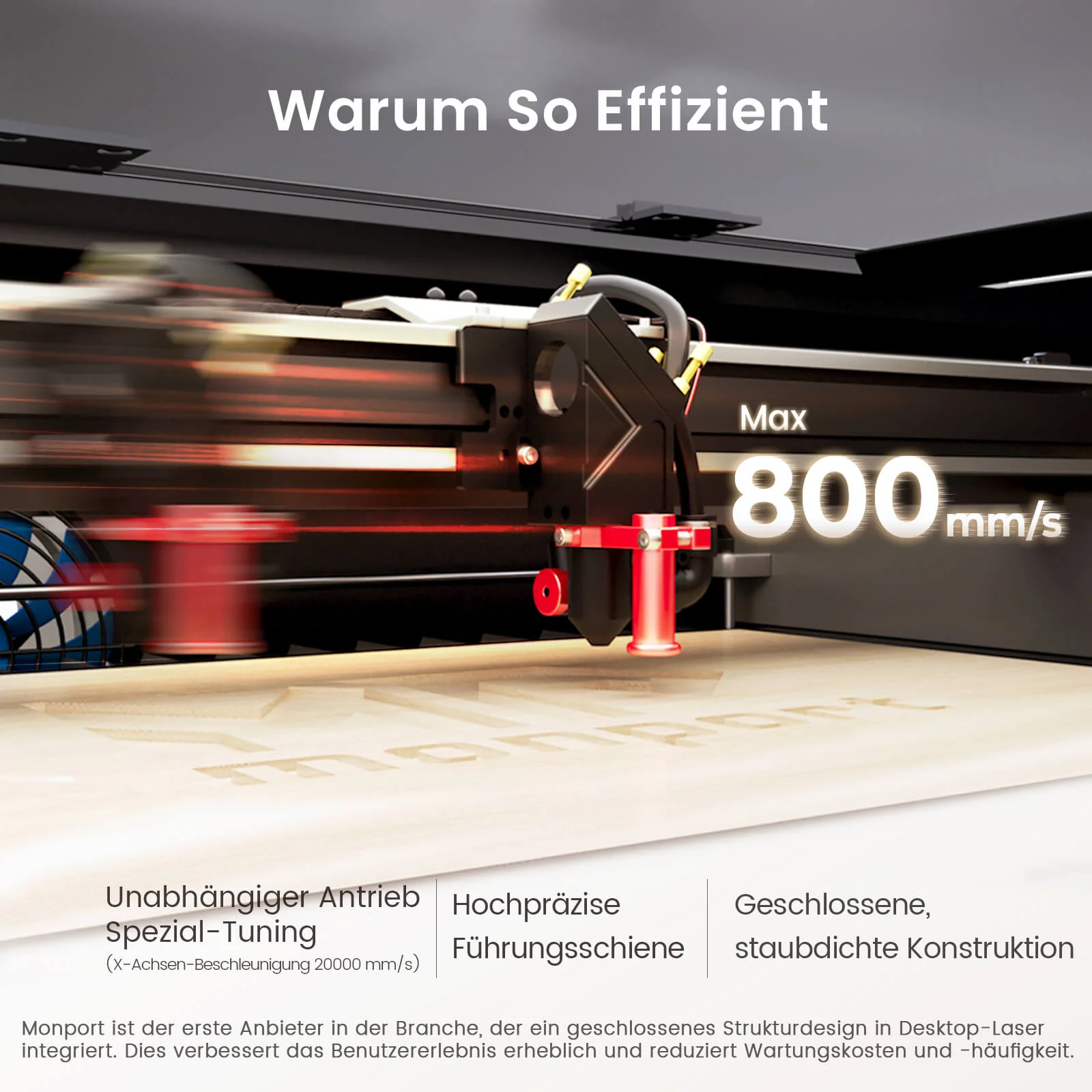 Monport Reno65 Pro 65W Desktop CO₂-Lasergravur- und Schneidemaschine (600×400 mm) mit DSP-Steuerung und magnetisch unterstütztem Fokus - Image 6