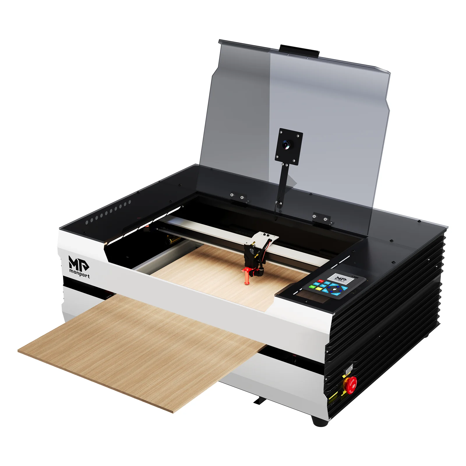 Monport Reno65 Pro Vision 65W Desktop CO2 Lasergravur- und Schneidemaschine (24" x 16") mit 8MP HD-Kamera und magnetischer Autofokus-Unterstützung - Image 2