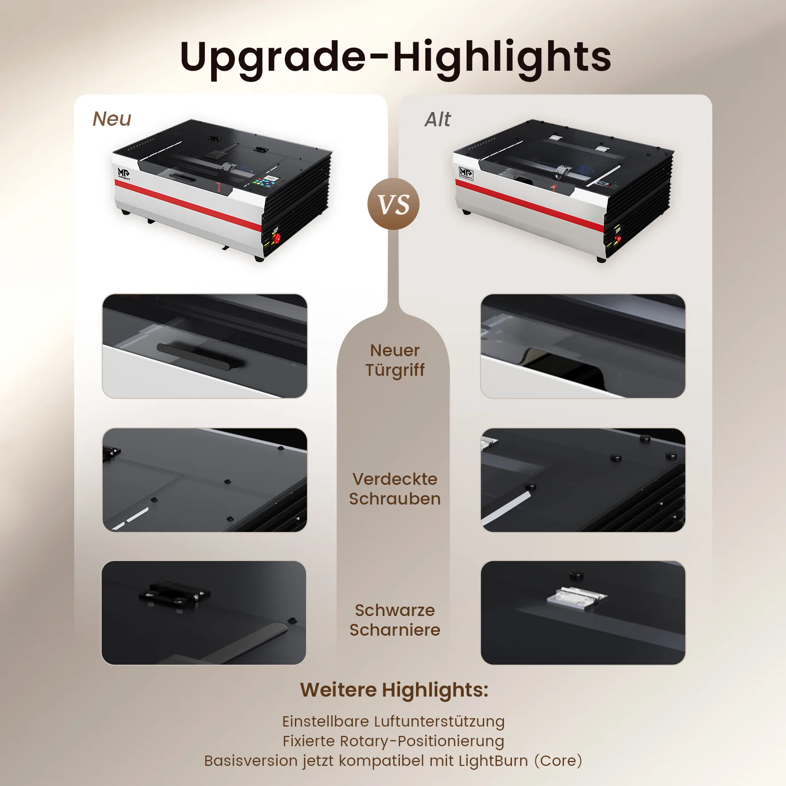 Monport Reno65 Pro Vision 65W Desktop CO2 Lasergravur- und Schneidemaschine (24" x 16") mit 8MP HD-Kamera und magnetischer Autofokus-Unterstützung - Image 5